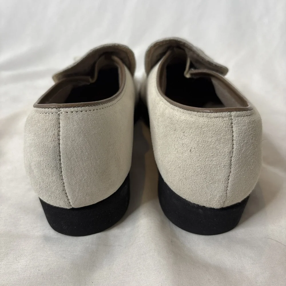 Hush Puppies 6M Women's Suede Tassel Loafers Bone‎ Slip On